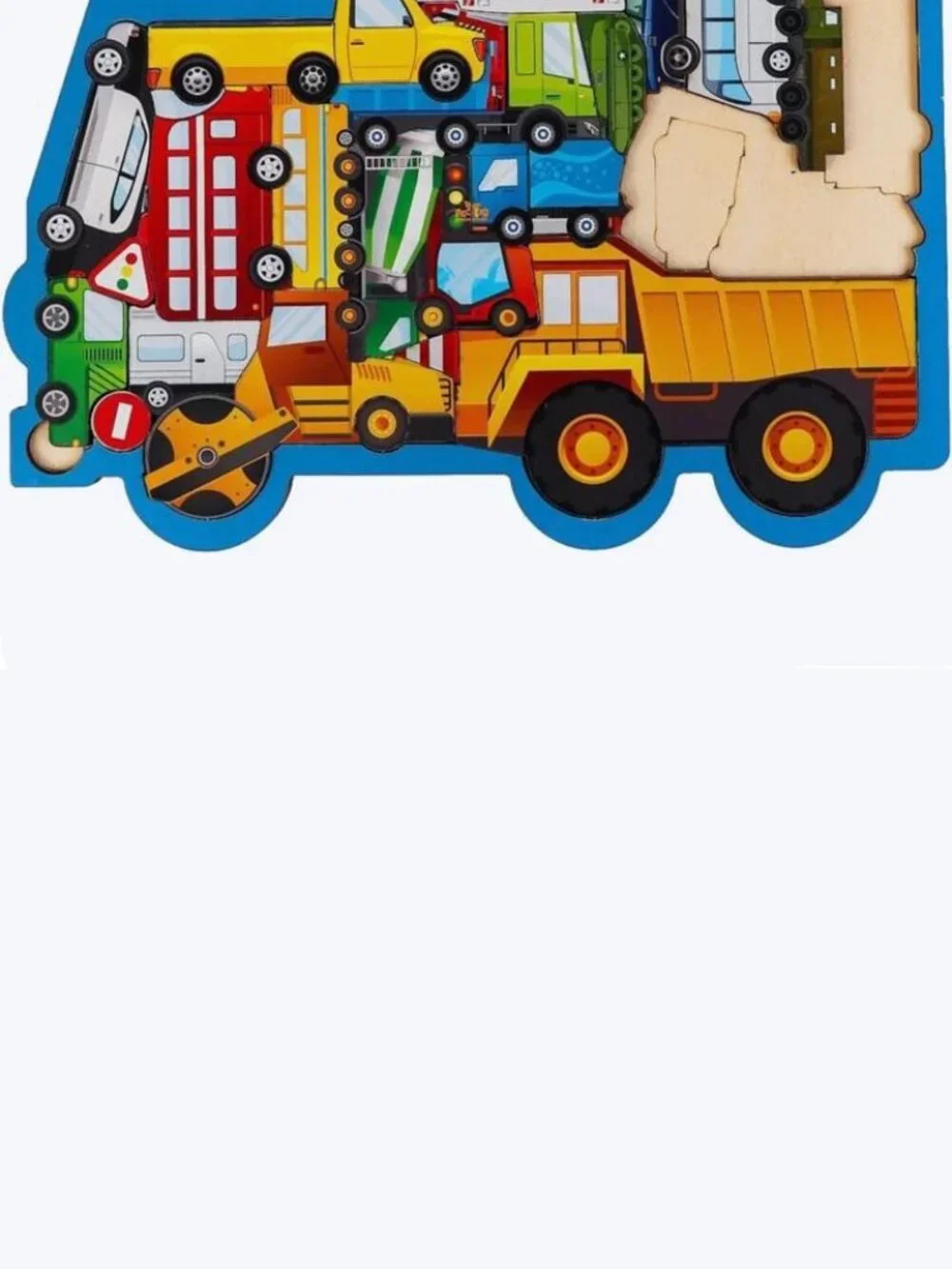 Wooden educational puzzle game 'Cars', shaped puzzle, logic frame-insert